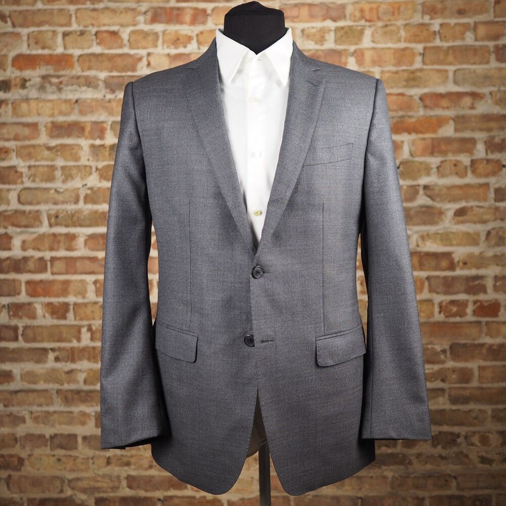Banana Republic Guabello Super 110s Men Gray Wool Sport Coat Blazer Jacket 42R